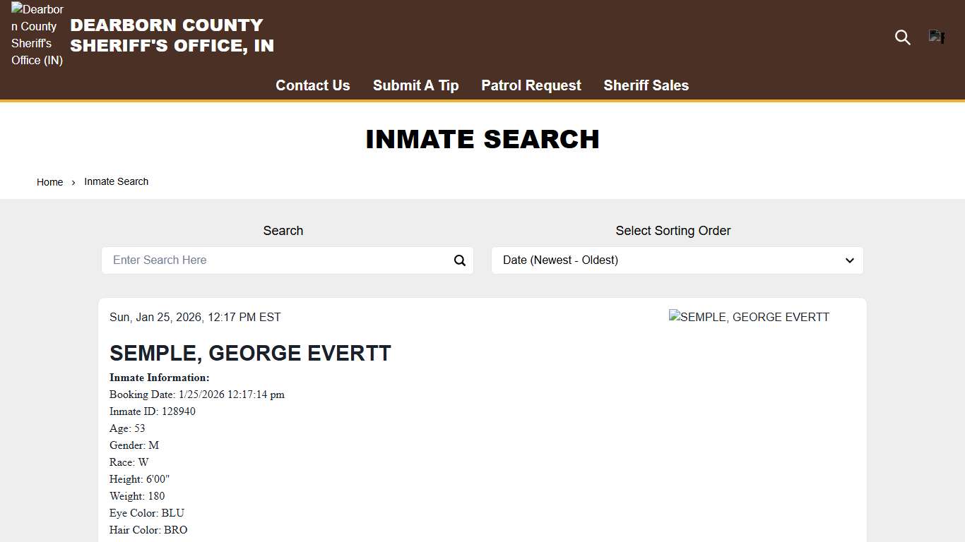 Inmate Search Dearborn County Sheriff's Office (IN)