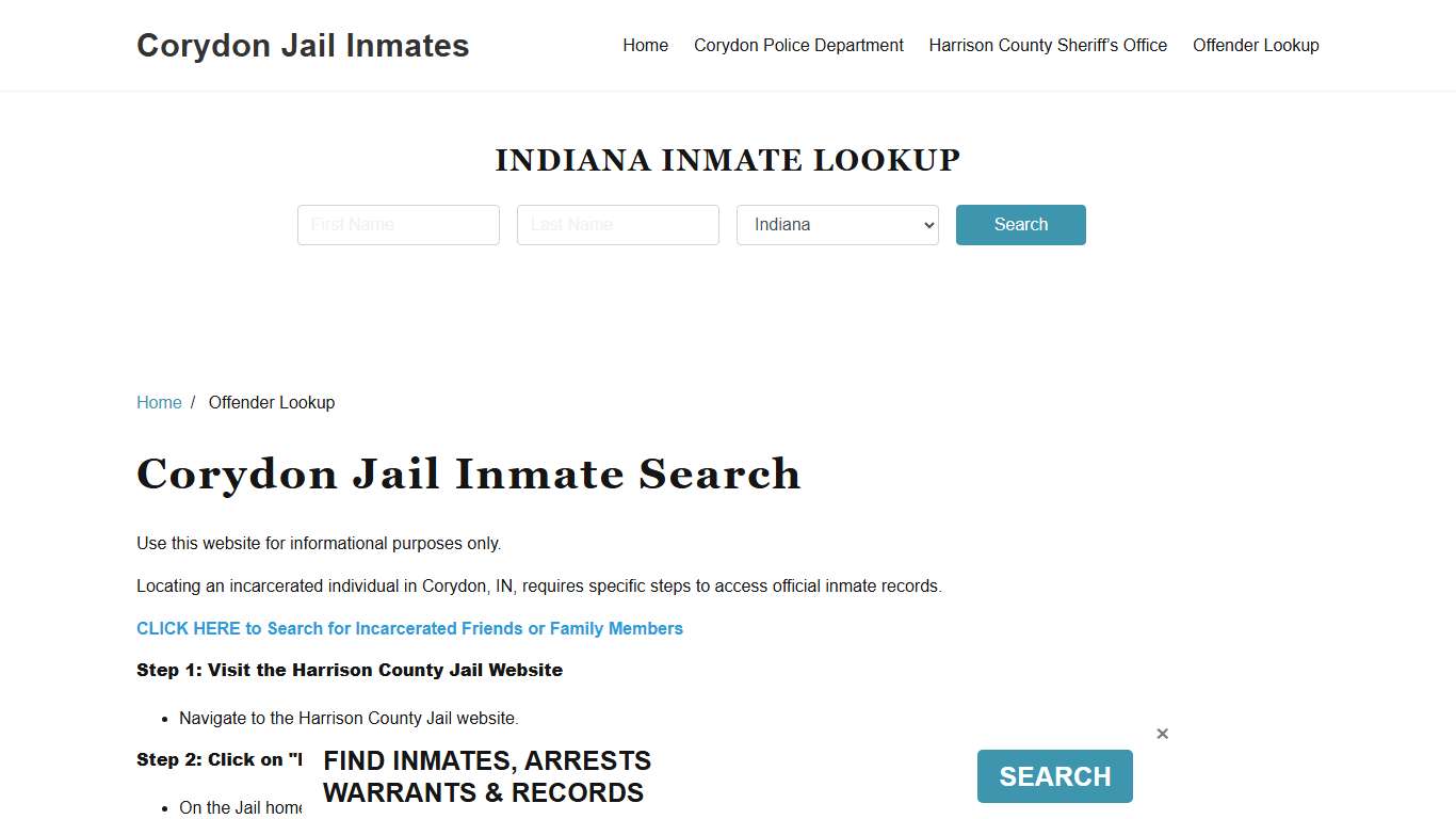 Corydon, IN Detainee Lookup